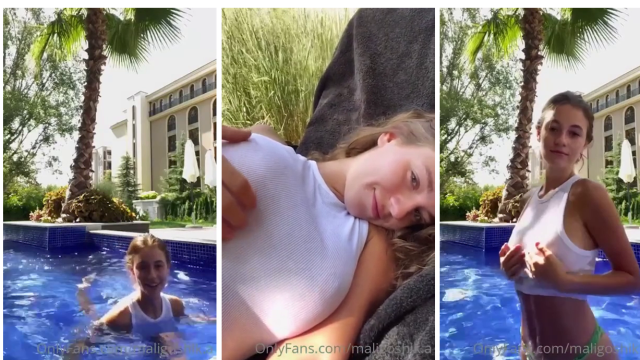 Anna Malygon See Through Tits Wet Outfit Teasing By Pool